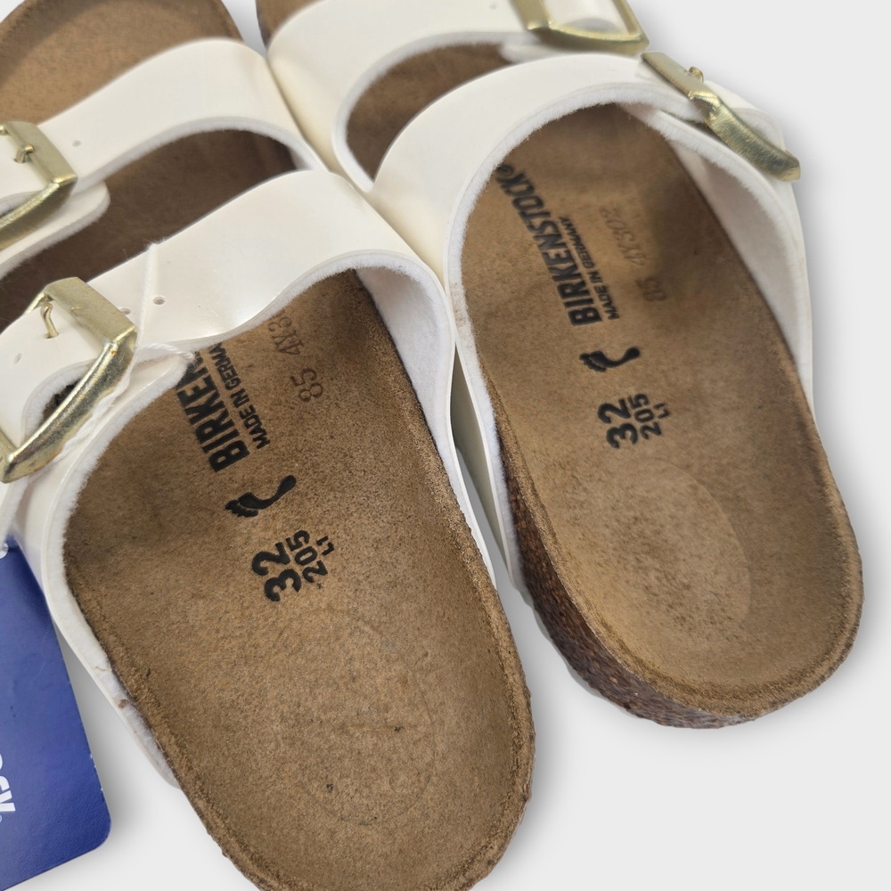 New Birkenstock Arizona Split Birko Flor White Gold Youth Sandals Size US 1 EU32 - Picture 4 of 11